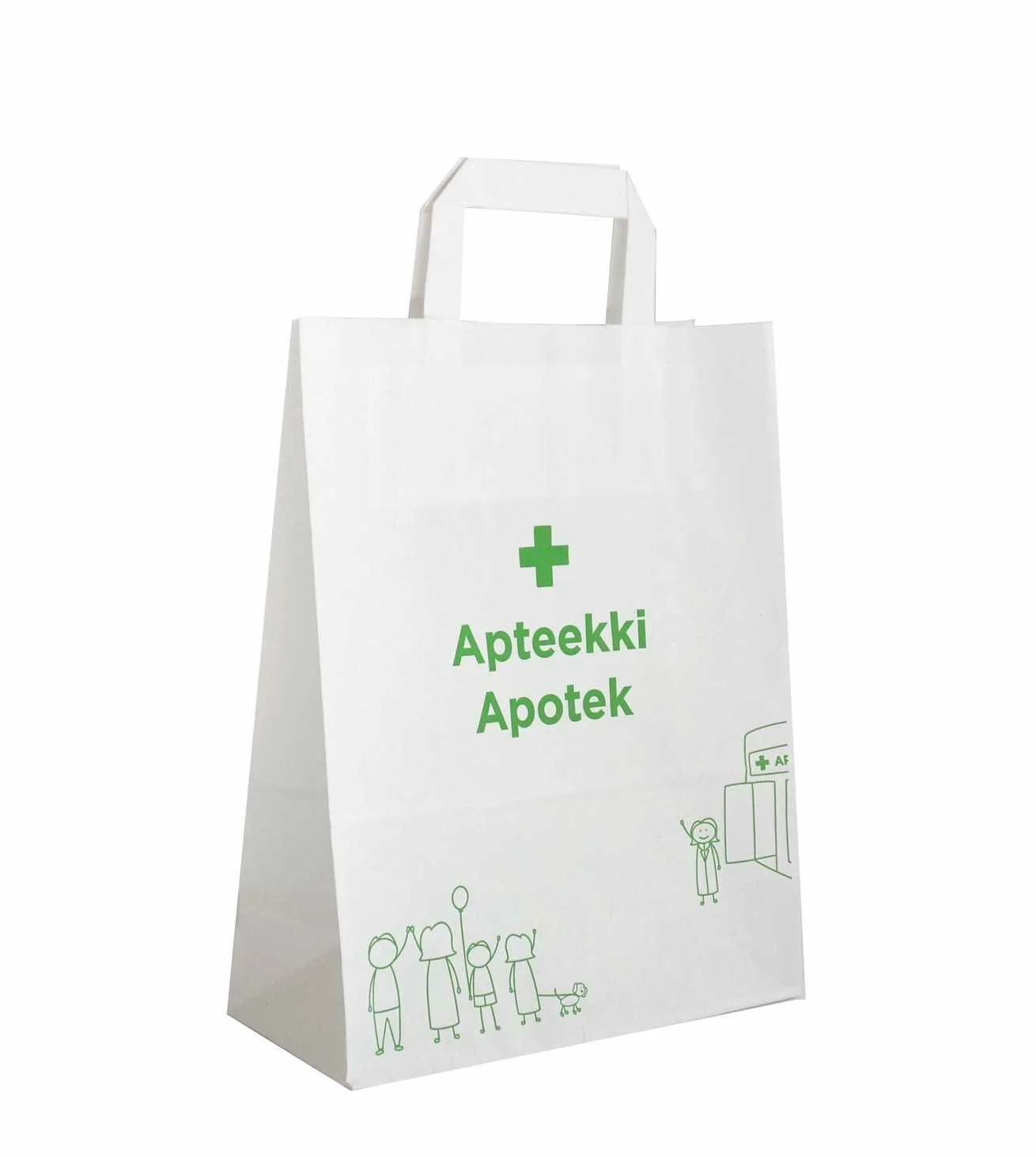 Apteekki paperikassi perheteemalla