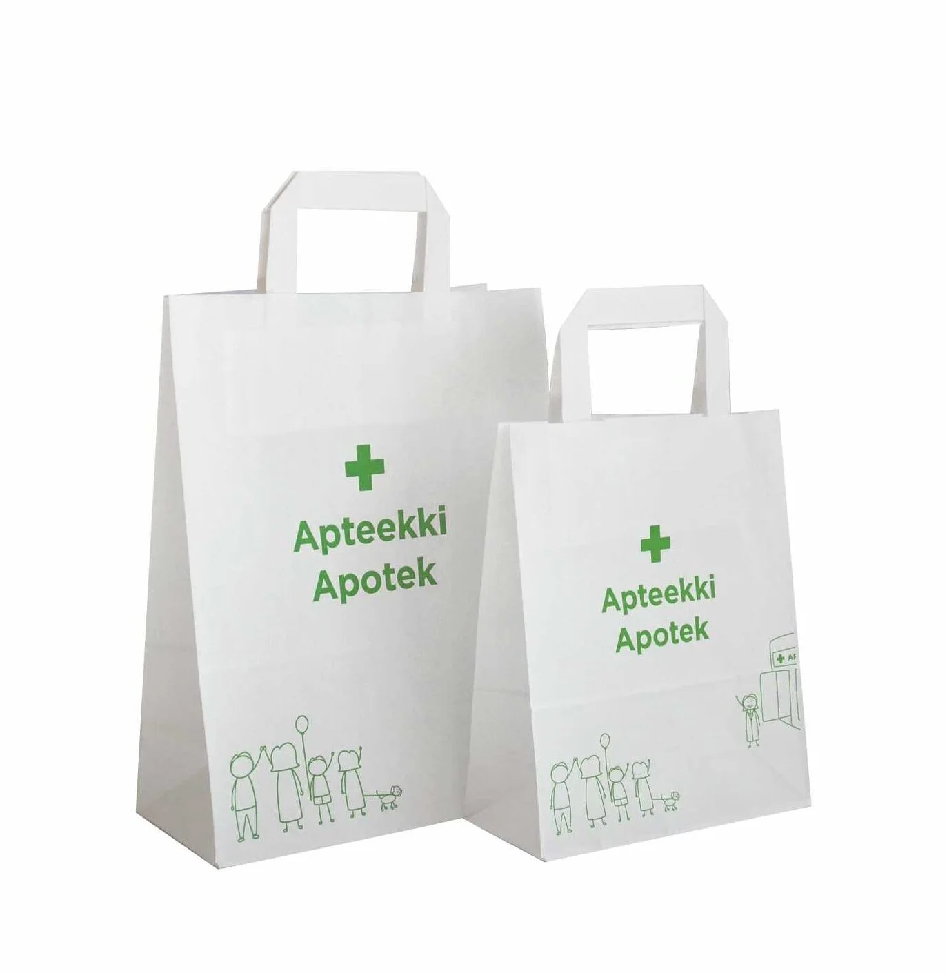 Apteekki paperikassi perheteemalla